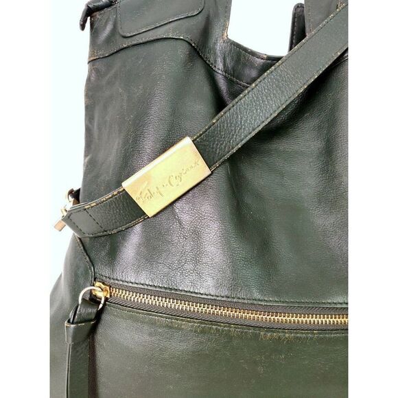 LRG FOLEY+CORINNA GREEN GENUINE LEATHER CONVERTIBLE SHOULDER BAG XBODY MESSENGER - Picture 6 of 11